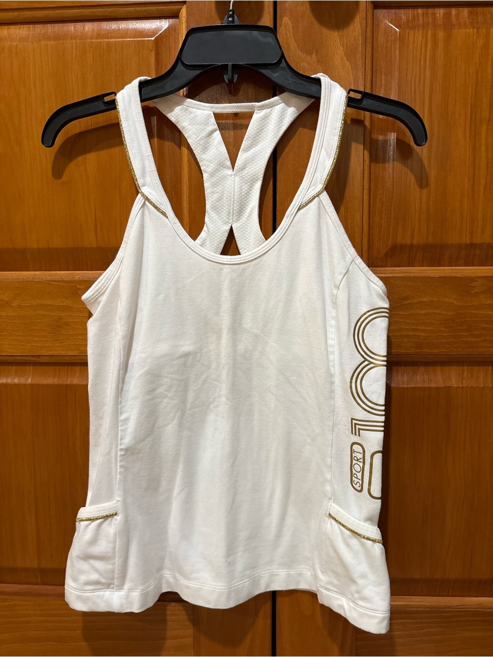 Fila White Racerback Tank Top with Gold Accents